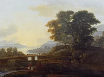 Landscape with Cattle and Goats Crossing a Bridge